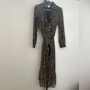 Michael Kors Leopard Print Wrap Dress – Size M